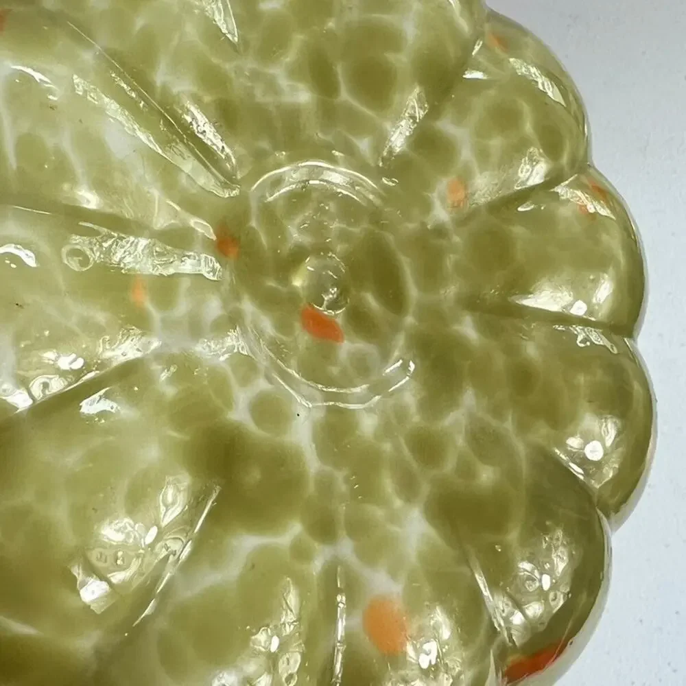 Hand Blown Art Glass Pumpkin Twist Stem Orange & Green 5